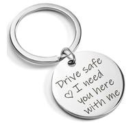 Llavero Drive Safe para él, llavero Drive Safe para novio, llavero Drive Safe I Love You, llavero de novio de novia, llavero Drive Safe I Need You Here with Me, llavero para novia, plateado