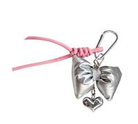 Llavero elegante con lazos de corazón y colgantes de cuero para mujeres, niñas, bolsos, funda para teléfono móvil, llavero de moda para mujer, accesorios, llavero estético