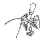 Llavero elegante con lazos de corazón y colgantes de cuero para mujeres, niñas, bolsos, funda para teléfono móvil, llavero de moda para mujer, accesorios, llavero estético