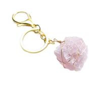 Llavero envuelto en piedra cruda hecho a mano, amatista natural, piedra de cuarzo rosa, llavero irregular, personalidad, moda para hombres y mujeres, adornos que combinan con todo, cuarzo rosa, tall
