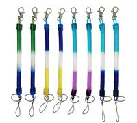 Llavero Espiral, 8 Pcs Multicolor Cuerda de Pesca Extensible Espiral, Retráctil Lanyard Porta Chaves para Hombre Mujer y Niño, Estiramiento Máximo a 110cm