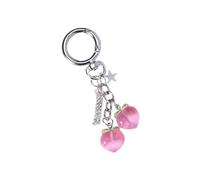 Llavero estético, llavero de frutas para mujer, bolso, bolso, mochila, accesorio de encanto, regalo de San Valentín, Melocotón rosa, Estilo bohemio