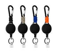Llavero extensible, 4 piezas de cordón extensible, llavero retráctil insignia yoyo con 60cm de cable de acero, titular de la insignia extensible con mosquetón