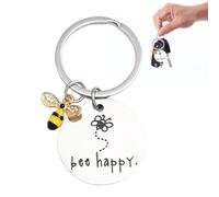 Llavero Feliz De Abeja - Llavero Con Colgante En Forma De Abeja, Llavero De Niña Con Temática De Abejas | Elegante Llavero De Metal Inspirado En Abejas, Regalos Únicos Para Mujeres, Hombres, Amigos