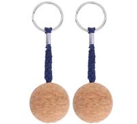 Llavero flotante de corcho con bola de madera, resistente al agua, ligero, duradero, para kayak, vela, pesca, canotaje, corcho, acero inoxidable, 3,5 cm, 2 unidades (cuerda negra)