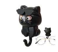 Llavero gato - Gancho de dibujos animados de 9 cm, soporte adhesivo ABS, decoración de pared de fantasía con gafas móviles | Práctica solución de almacenamiento para mochilas, abrigos y accesorios