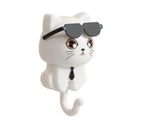 Llavero gato - Ganchos para abrigos, adorable llavero gato con gafas de sol | Fijación de pared adhesiva para llaves, abrigos, bolsos | Organizador decorativo para el hogar
