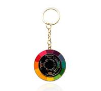 Llavero giratorio de metal con brújula de colores y rueda giratoria, llavero de paleta de colores rotable, regalos de artes estéticas, Estilo 4, Talla única