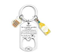 Llavero grabado de Córcega So Corsu Ne So Fieru, emblema de cabeza mora Córcega, amuletos de trébol con alas de ángel de árbol de la vida, llavero regalo de Córcega, recuerdo isla de belleza, idea de