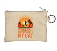Llavero gráfico con texto en inglés "I Just Want to Workout and Hang with My Cat Beach Running", color beige, beige, Talla única