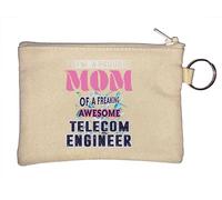 Llavero gráfico con texto en inglés "I'm A Proud Mom of A Freaking Awesome Telecom Engineer Computer Science Graphic", color beige, beige, Talla única