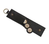 Llavero grande de cuero con inserto de PVC, 13,5 x 5,5 cm, color marrón y negro, capacidad para 3 monedas de 1 £, Black, Soporte clásico para monedas