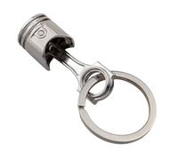 Llavero grande de pistón de motor de metal chapado en cromo, 3 cm x 6,5 cm, anillo dividido pesado, para cabezas de gasolina y regalo para entusiastas del coche