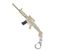 Llavero grande estilo rifle militar de asalto de acero dorado con bisel de visión., dorado, L