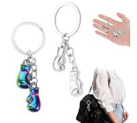 Llavero Guante De Boxeo Metálico 2Pcs, Modelo Deportivo Cromado En Color Espejo, Llavero De Metal Para Regalos Deportivos De Contacto, Karate Y Kickboxing