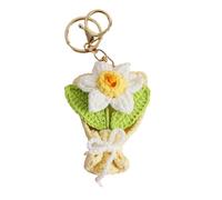 Llavero hecho a mano con ramos de flores de ganchillo, llavero de flores para colgar bolsos, mochilas, decoración, accesorios de gestión de llaves, llavero de ganchillo