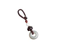 Llavero Hetian Hebilla de Jade Verde y Blanco Colgante de Llavero de Coche, Bolsa tejida a mano para hombres y mujeres Colgante Mochila de regalo Colgante Llavero para llaves de coche (B)