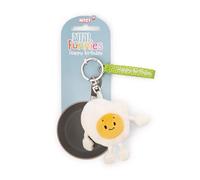 Llavero Huevo frito "Happy Birthday" de 7 cm, color blanco, acompañante fiel para mochila o bolso, para niños y personas adultas, 61801