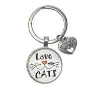 Llavero I love cats para hombre y mujer - Llaveros dibujo de gato con frase amante de los gatos y corazón con frase mejor amigo - Llavero para amantes de los gatos y mascotas - Llavero unisex