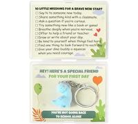 Llavero Infantil Dinosaurio para Niños Niñas, Regalo de Primer Día de Escuela con Tarjeta Motivacional, Divertido Llavero de Animales de Dibujos Animados, Accesorio para Mochila Escolar（8.5x2.5cm）