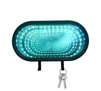 Llavero Infinity para garaje | Gancho decorativo Espejo Ilusión con LED | Colorido llavero de pared con espejo para garaje | Para hombres Chicos apasionados del coche Oficina en casa Pared