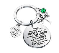 Llavero inspirado en Sasenach inspirado en Ou-lander con dije de libélula con nudo celta Always Remember You're Braver Than You Believed, 3.0cm, Acero inoxidable
