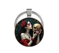 Llavero, joya de bolsa con estampado de Santa Muerte y calavera