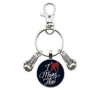 Llavero, joya de bolsa love muay-thai y guantes de boxeo con mosquetón., Moyen, Acero inoxidable