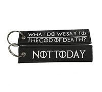 Llavero Juego de Tronos, Llavero Moto, Llavero para Moteros, Llavero Original de Tela What DO We Say TO The God of Dead? Not Today
