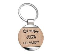 Llavero Jueza La Mejor Jueza del Mundo - Llavero de Metal Grabado en Madera - Regalo para Juezas Personalizado