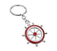 Llavero Kiriste resistente con tema marino con diseño de anclas en colores azul y blanco para regalo, rosso, Silver