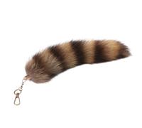 Llavero largo con forma de cola de animal de felpa para bolso de mano, mochilas, llavero con colgante, Perro mapache americano