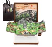 Llavero libro 3D para mochila, llavero libro plegable 3D - Decoración colgante de escena de paisaje | Llavero colgante de paisaje natural y cultural para teléfonos móviles, mochilas, llaves d