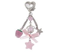 Llavero lindo 2 uds lindo rosa fresa moda estrella flor borla teléfono encanto corazón llavero Chai