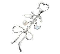 Llavero lindo LLavero de perlas con nudo lazo mariposa bonito, 2 uds., joyería for mujeres y niñas(Style 2)