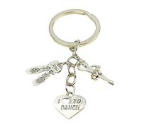 Llavero llavero bailarina ballet Moderno - Llaveros con forma de Bailiarina Bailando Ballet, Zapatos o Zapatillas de puntas y Frase I love to dance - Accesorio para amantes del ballet o baile - Unisex