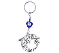 Llavero Lucky Eye, llavero con colgante de delfín de la suerte azul, regalo navideño personalizado, artesanía