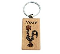 Llavero madera exótica gallo de Portugal, marrón, 55X30mm, Clásico