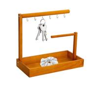 Llavero magnético de pared - Madera 30 x 15 x 27 cm | Bandeja para llaves para mesa de entrada, para joyero de madera con 6 ganchos, organizador decorativo, escritorio, dormitorio, entrada