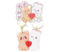 Llavero magnético para parejas, llavero a juego para parejas magnéticas, 2 colgantes de llave animal de dibujos animados, accesorio de mochila, encanto de bolso para el mejor amigo, oso, Se référer au