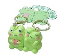 Llavero magnético para parejas, llavero a juego para parejas magnéticas, 2 colgantes de llave animal de dibujos animados, accesorio de mochila, encanto de bolso para el mejor amigo, rana, Se référer