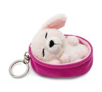 Llavero Mascotas dormilonas caniche Blanco 8cm en canasto Malva