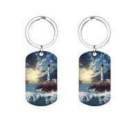 Llavero metálico con faro junto al mar, equipado con un resistente llavero metálico, colgante para mochila, tamaño pequeño que ahorra espacio, llavero para mujeres, hombres, mamás, papás, amigos y ama