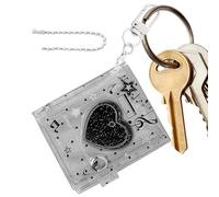 Llavero Mini Álbum de Fotos | Libro Portafotos Con Diseño De Corazón,Álbum Fotográfico Brillante y Transparente con 24 Bolsillos | Para Fotos De 5 Cm, Bodas Navidad Viajes Cumpleaños