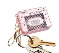 Llavero Mini Reproductor De Casete Retro - Llavero De Casete Pequeño Portátil Con 10 Canciones | Divertido Colgante De Reproductor Musical De Grabadora Vintage Para Mochila, Bolso, Fie-stas (Rosa)