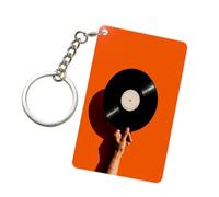 Llavero minimalista de acrílico estético naranja con diseño de disco de vinilo para coche, cadenas acrílicas para hombres y mujeres