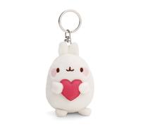 Llavero MOLANG con corazón 8cm Blanco - Colgante Animal de Peluche - para Colgar en la Llave, Bolso, Mochila, y Mucho más, para niños y Adultos, una excelente Idea de Regalo