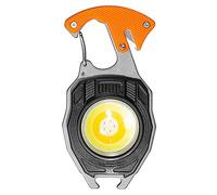 Llavero multifunción linterna COB 400 mAh llavero de aluminio portátil pantalla de energía multimodo tipo C soporte ajustable abridor de botellas linterna con destornillador, linterna de llavero naran