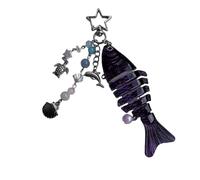 Llavero multisegmento con peces móviles, construcción de resina, accesorios para entusiastas del aire libre, regalo práctico para pescadores, cebo decorativo para exteriores, morado, Talla única