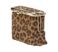 Llavero multiusos con estampado de leopardo con cremallera segura para tarjetas, llaves, bolsa compacta de almacenamiento de joyas, Patrón de leopardo marrón, Talla única